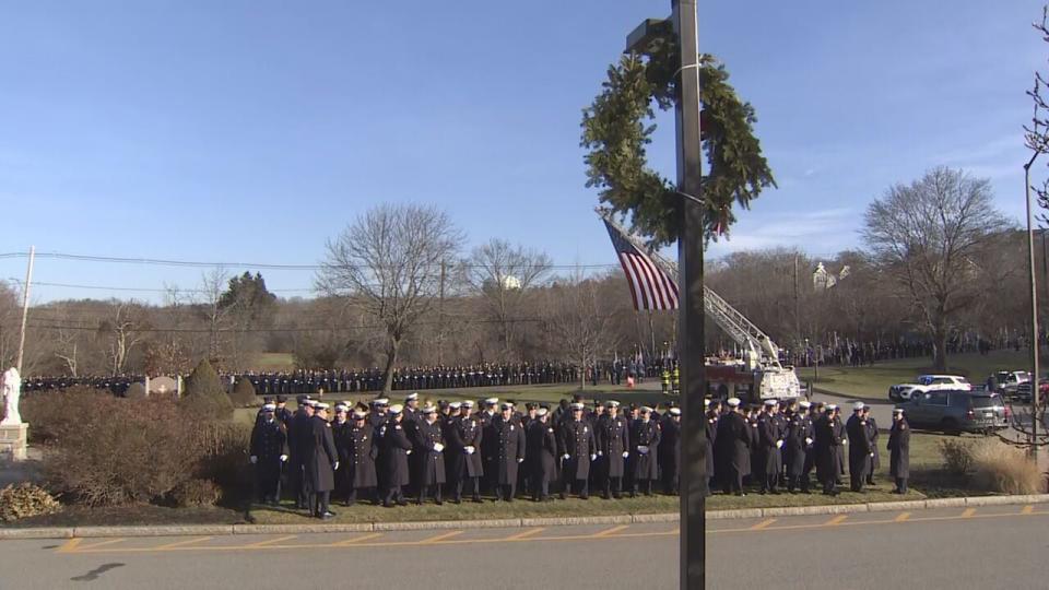 Hundreds gather for the funeral of fallen Waltham Police Officer Paul Tracey