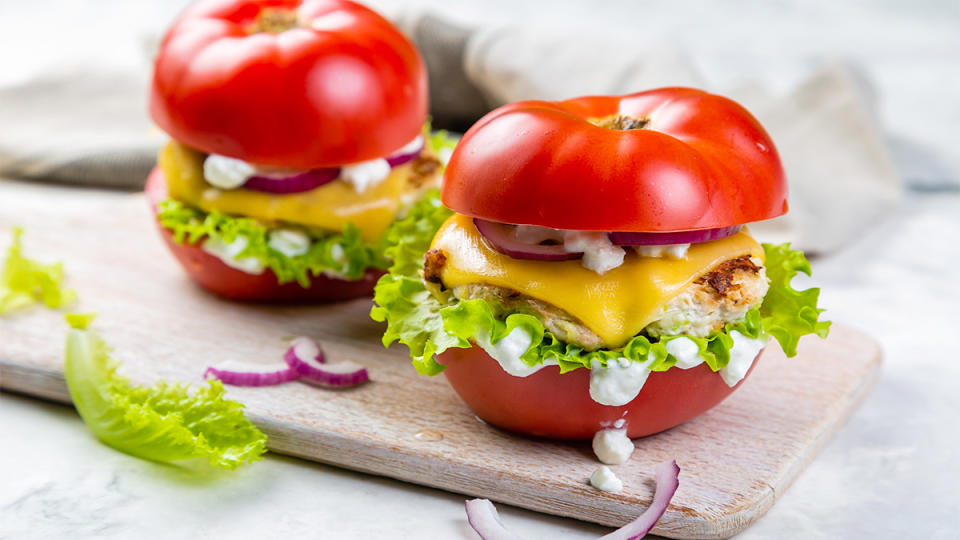 Turkey tomato sliders with silken tofu in the patties