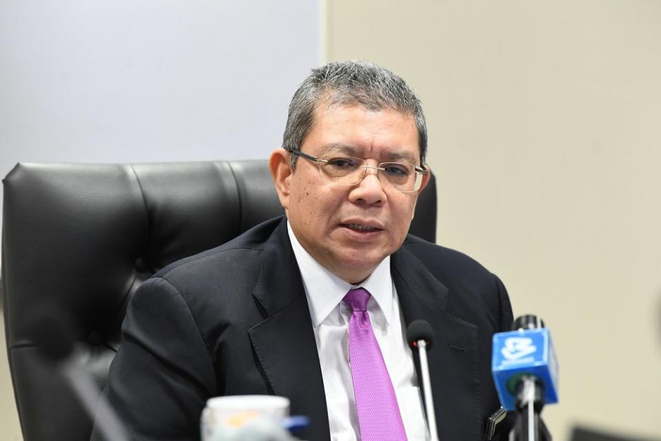Communications and Multimedia Minister Datuk Saifuddin Abdullah speaks during a press conference at his office in Putrajaya June 9, 2020. — Bernama pic