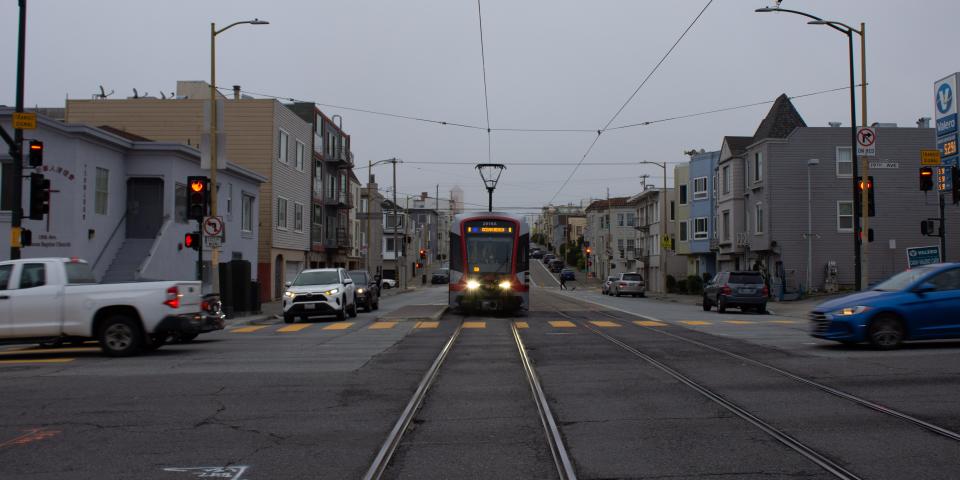 A light rail in San Francisco