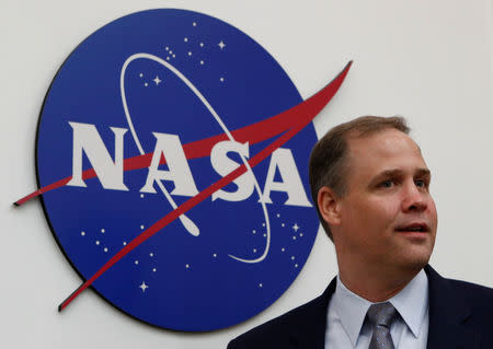 NASA Administrator Jim Bridenstine leaves after a news conference at the U.S. embassy in Moscow, Russia October 12, 2018. REUTERS/Sergei Karpukhin