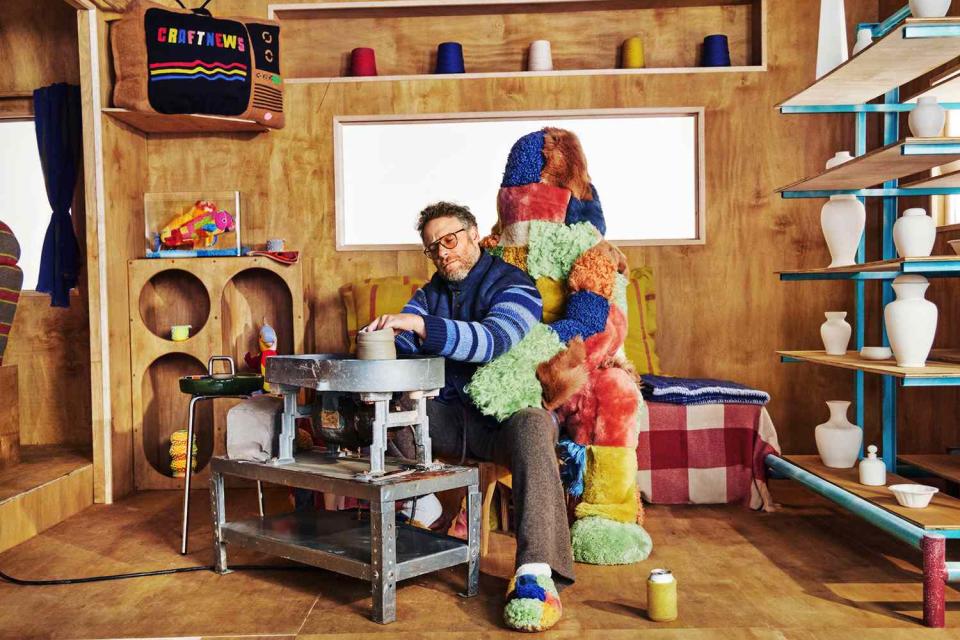 <p>Sam Nixon</p> Seth Rogen poses for the campaign for The Elder Statesman and UGG