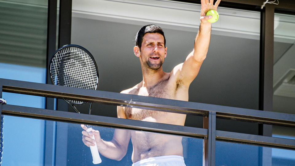 Novak Djokovic and other top tennis stars could potentially avoid hotel quarantine for the Australian Open in 2022 if they are vaccinated in time. (Photo by MORGAN SETTE/AFP via Getty Images)