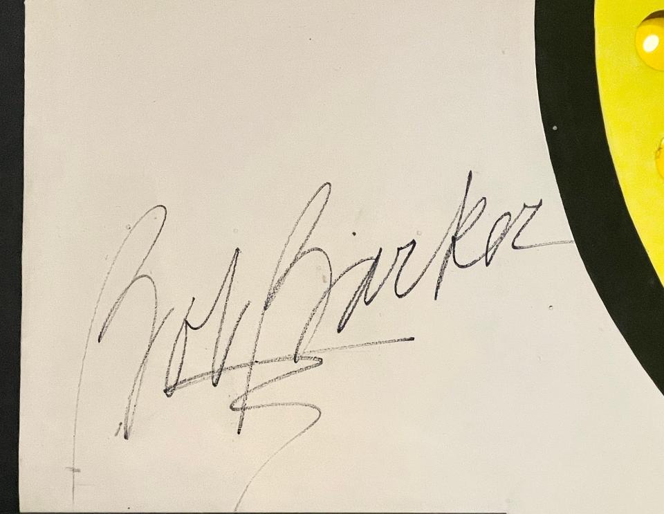 Bob Barker's signature on the original "The Price is Right" sign at the Unusual Junction in West Lafayette.