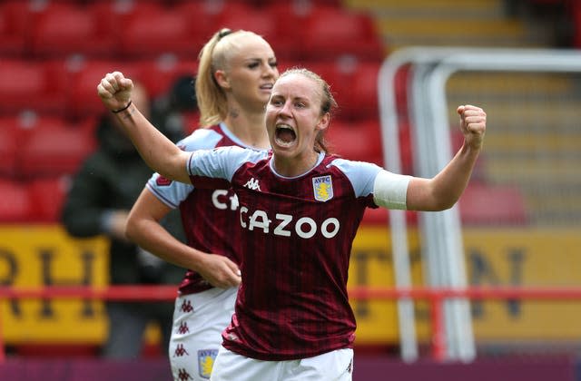 Aston Villa’s Remi Allen celebrates scoring