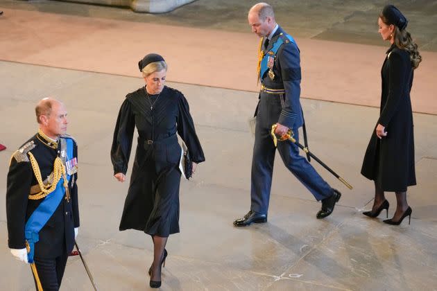 The Earl and Countess of Wessex and Prince of Wales and Catherine pay their respects in the Palace of Westminster. (Photo: Christopher Furlong via Getty Images)