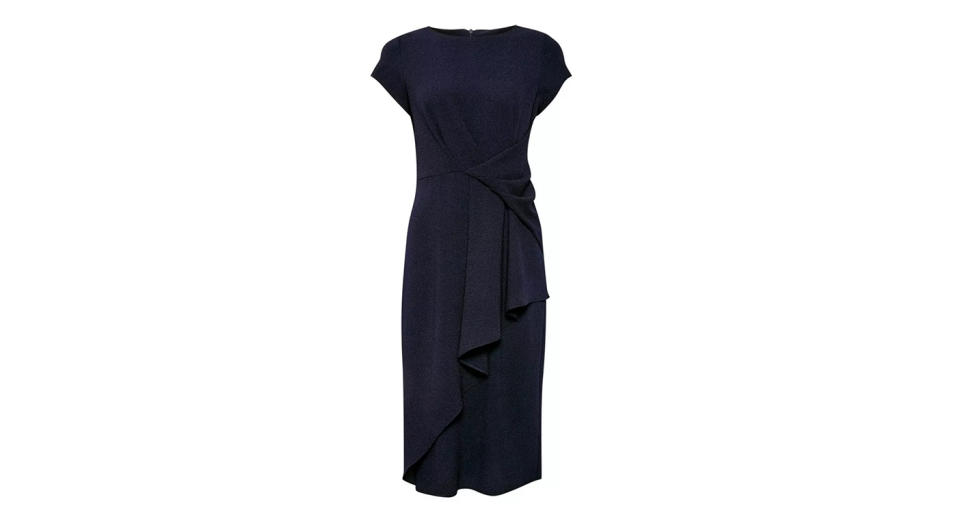 Luxe Navy Crepe Manipulated Dress