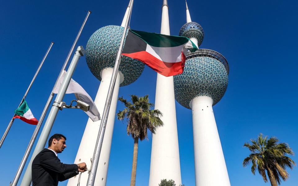 Kuwait’s national flags at half-mast as the Gulf country mourns the death of its leader