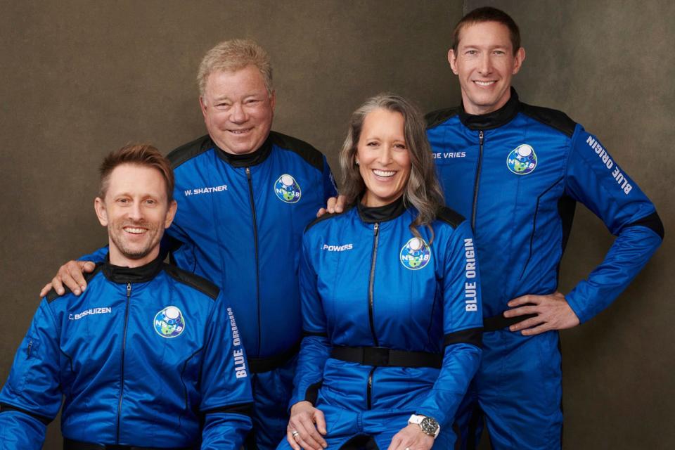 Chris Boshuizen, William Shatner, Audrey Powers and Glen de Vries were launched into outer space, via Blue Origin, on Oct. 13, 2021.