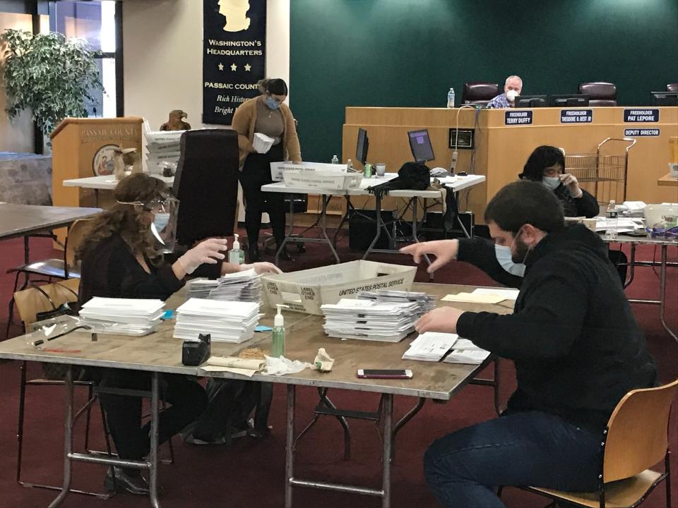 Counting ballots at the Passaic County, New Jersey Board of Elections