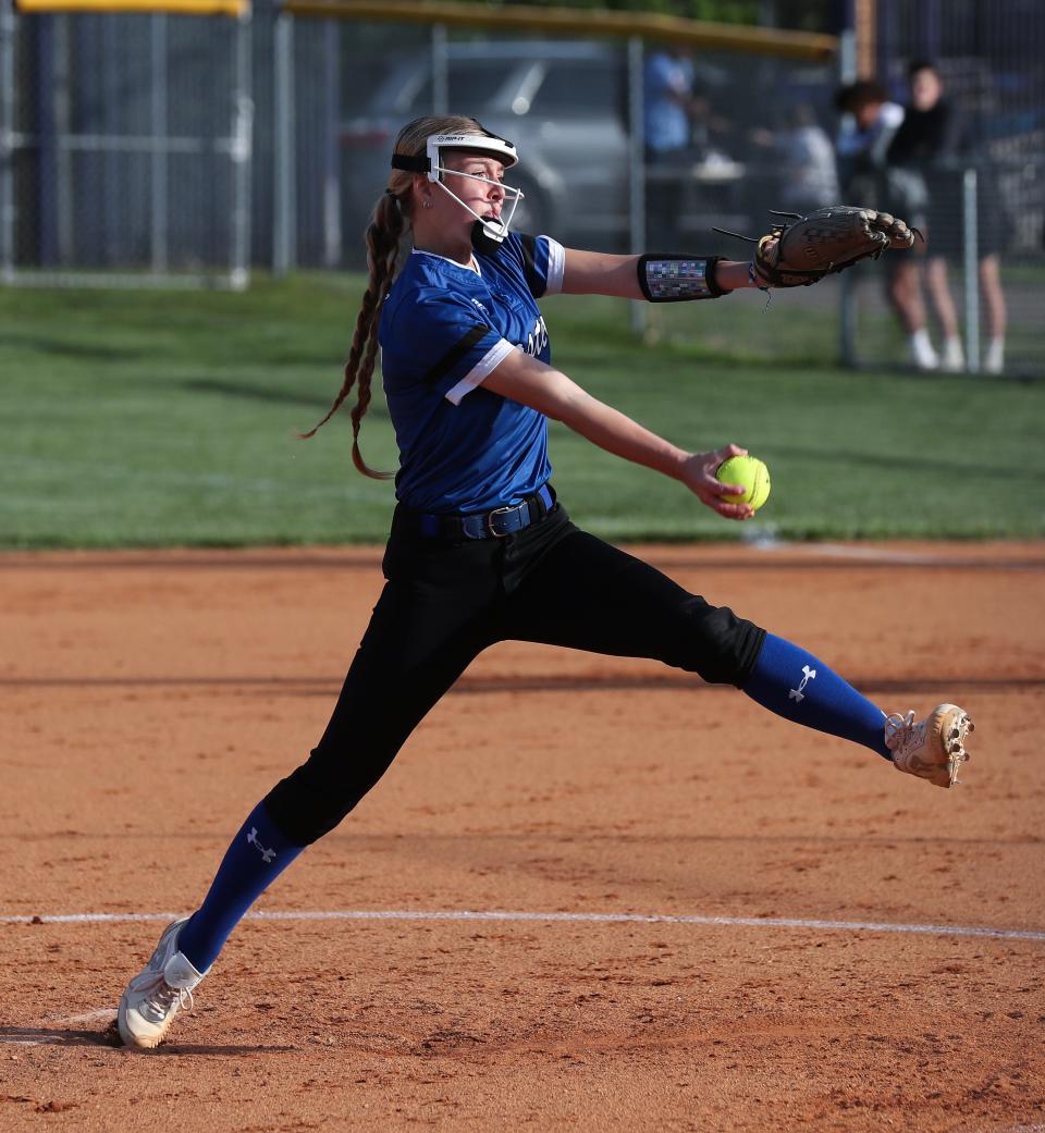 Eastern softball pitcher Hallie Roberts delivers against Male earlier this season.