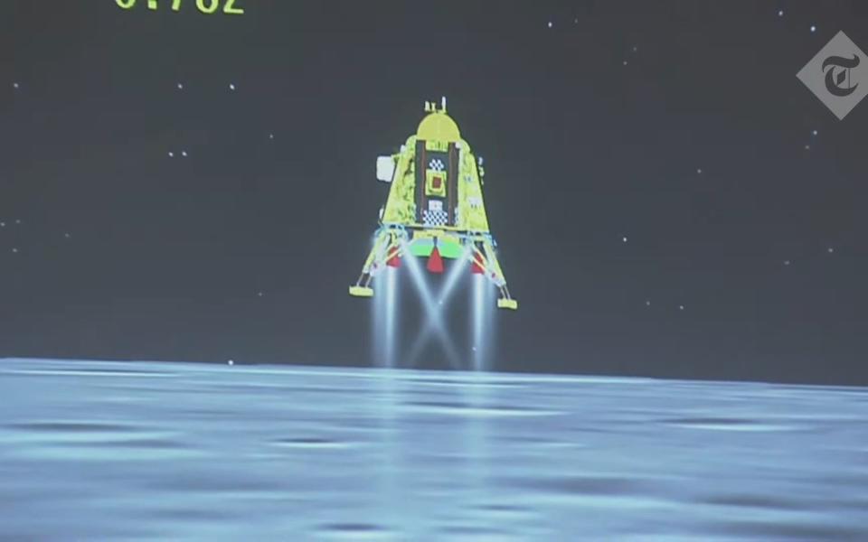 Chandrayaan-3 descends to the Moon's surface