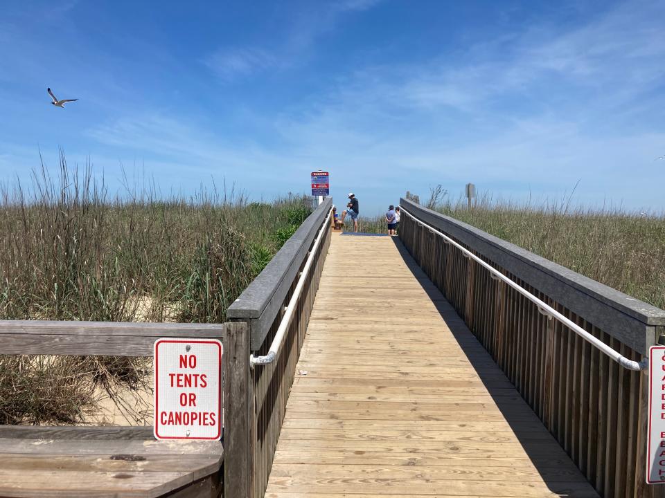 An entrance to the beach along the boardwalk at Bethany Beach on June 15, 2022.