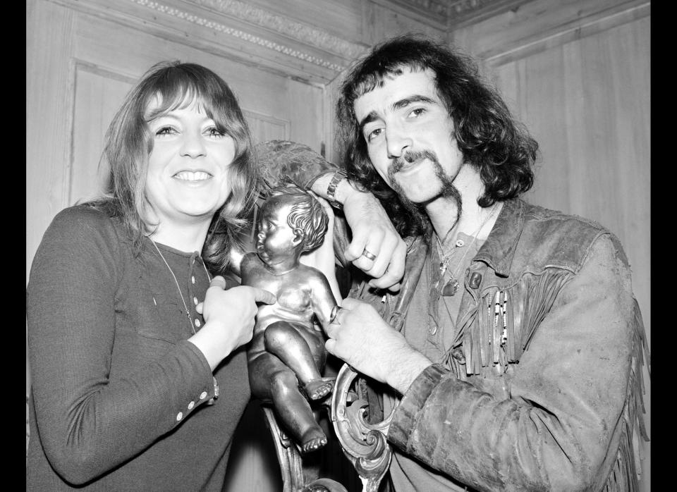 Bass guitarist John McVie, of the Fleetwood Mac pop group and Christine Perfect of the Chicken Shack Group pose for photographers at a welcome home party, given by their recording company, for Fleetwood Mac, in London, on Feb. 20, 1969. John and Christine married in 1968, and<a href="http://www.fleetwoodmac.net/penguin/chris.htm" target="_hplink"> Christine was invited to join Fleetwood Mac in 1970</a>.