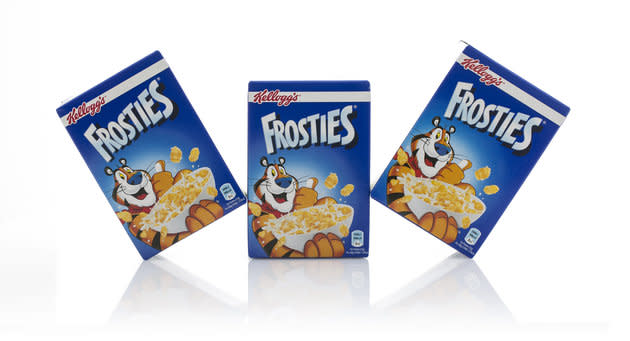 ‘Tony the Tiger’ is featured on Kelloggs Frosties <span>breakfast cereal, which is around 40 per cent sugar, according to an Obesity Policy Coalition (OPC) study. Source: Getty</span>