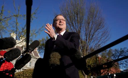 FILE PHOTO: Kevin Hassett, chairman of the Council of Economic Advisers, speaks at the White House in Washington