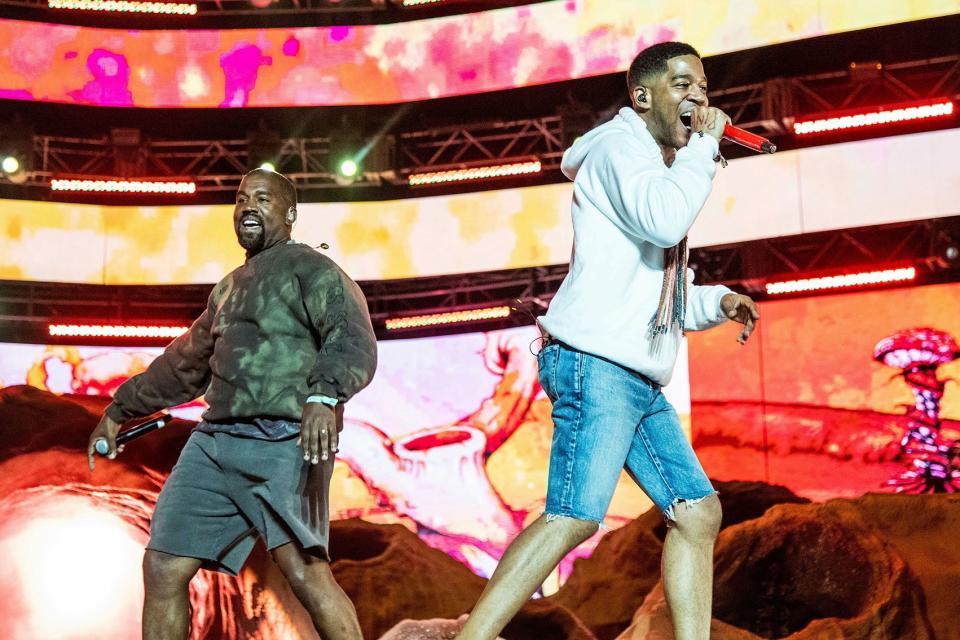 Kanye West and Kid Cudi have a Kids See Ghost reunion on stage at Coachella, performing "Freeee (Ghost Town Pt. 2)" and "Reborn" on Saturday.