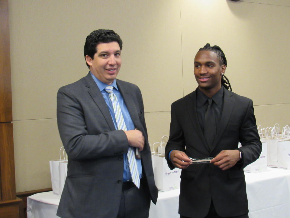 Eric Williams, TFI Fellow, and Rudy Lozano, Vice President, Global Philanthropy, Regional Director of The Fellowship Initiative at JP Morgan Chase & Co, in D.C. for Congressional briefing on November 2, 2018                         