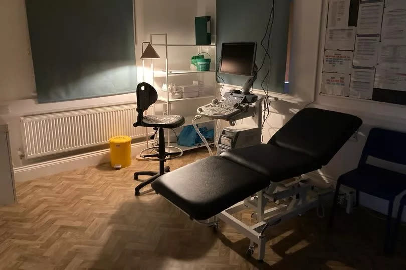 The ultrasound room at Window to The Womb ultrasound clinic in Hull