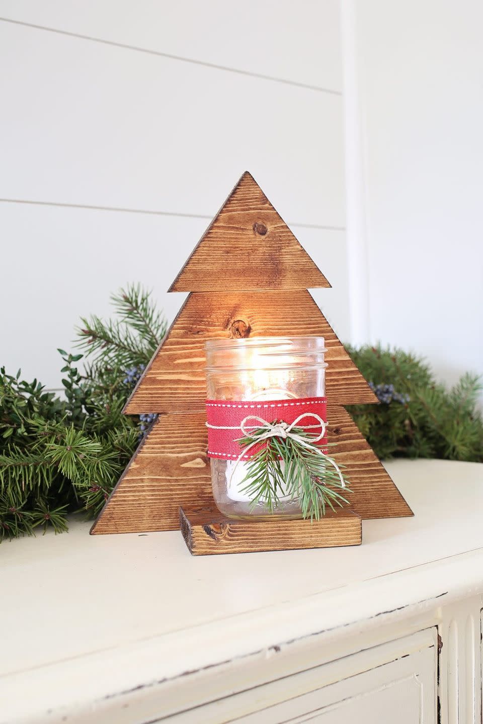 Christmas Tree Mason Jar Sconce