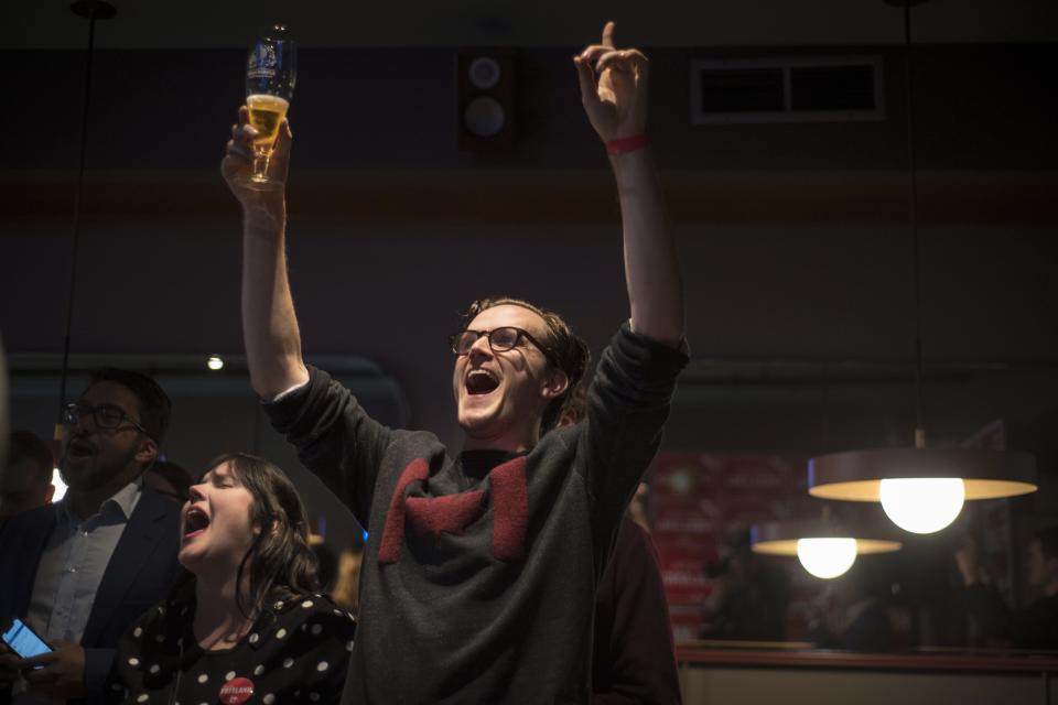 Liberals supporters react to win