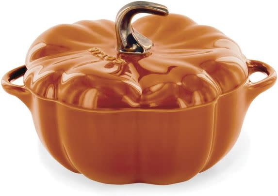 An adorable oven- and stove-safe pumpkin baking dish