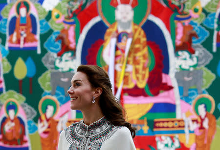 Britain's Catherine, Duchess of Cambridge looks around the Tashichho Dzong temple in Thimphu, Bhutan, April 14, 2016. REUTERS/Cathal McNaughton