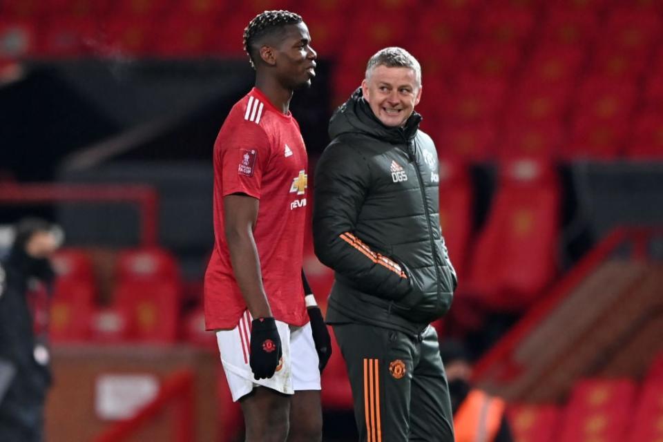 Paul Pogba and Ole Gunnar Solskjaer at full-timeGetty