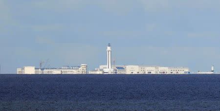 Chinese structures are pictured at the disputed Spratlys in South China Sea April 21, 2017. REUTERS/Erik De Castro/Files