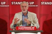 British opposition Labour Party leader Jeremy Corbyn delivers a speech following the pro-Brexit result of the UK's EU referendum vote, in central London on June 25, 2016