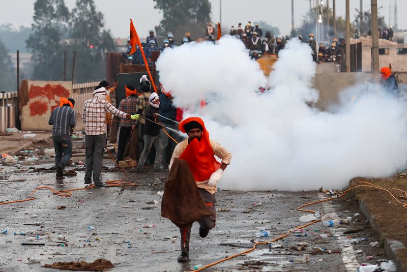 Farmers protest at Shambhu