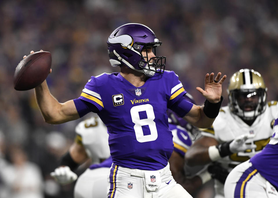 Kirk Cousins may not be completely to blame for a critical interception late in Sunday’s Vikings-Saints game. (Getty)