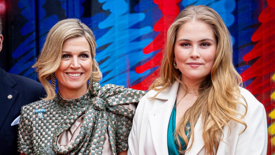 Queen Maxima and Princess Amalia of The Netherlands visited the exposition of ten Spanish and Dutch mural painters at Museum STRAAT on April 18
