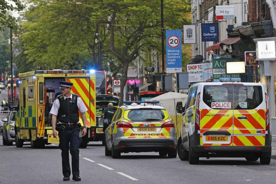 Police at the scene after the attack in Upper Street (NIGEL HOWARD)