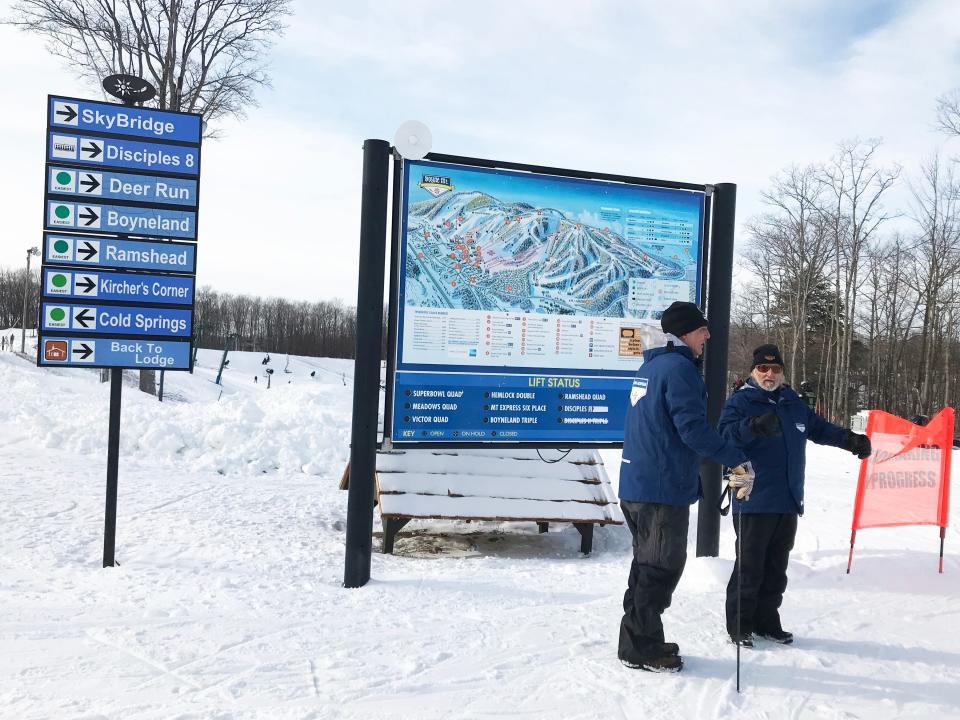 A map of ski runs is seen at at Boyne Mountain on Sunday, Jan. 15, 2023.