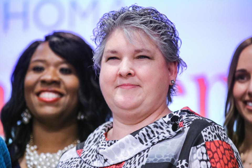 Rexanne McCrary, an 11th- and 12th-grade AP language and composition teacher and virtual English teacher at Union High School in Union Public Schools, is a finalist for 2023 Oklahoma Teacher of the Year. McCrary and 11 other finalists for the award gathered at the Oklahoma History Center on Wednesday, Oct. 12, 2022, in Oklahoma City.