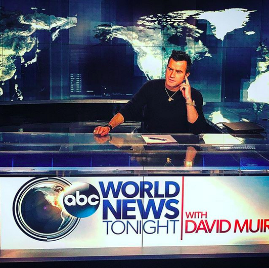 <p><em>The Leftovers</em> alum gave us some terrible jokes to snicker at as he took over the ABC <em>World News Tonight</em> desk. “Breaking news: This is me…breaking the news,” he wrote. “Now it’s broken. This Just-in… Dad jokes, and how to spot them. Get it…Just-in? Okay boooooyeahiknowsostop.” Sigh, we’ll forgive him because he’s cute. (Photo: <a rel="nofollow noopener" href="https://www.instagram.com/p/BZSGyfTFcdB/?taken-by=justintheroux" target="_blank" data-ylk="slk:Justin Theroux via Instagram;elm:context_link;itc:0;sec:content-canvas" class="link ">Justin Theroux via Instagram</a>) </p>
