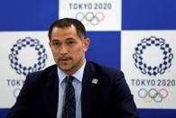 Tokyo 2020 Olympic and Paralympic organising committee Sports Director Koji Murofushi attends a news conference on the water quality survey for an Olympics venue, in Tokyo, Japan October 4, 2017. REUTERS/Issei Kato