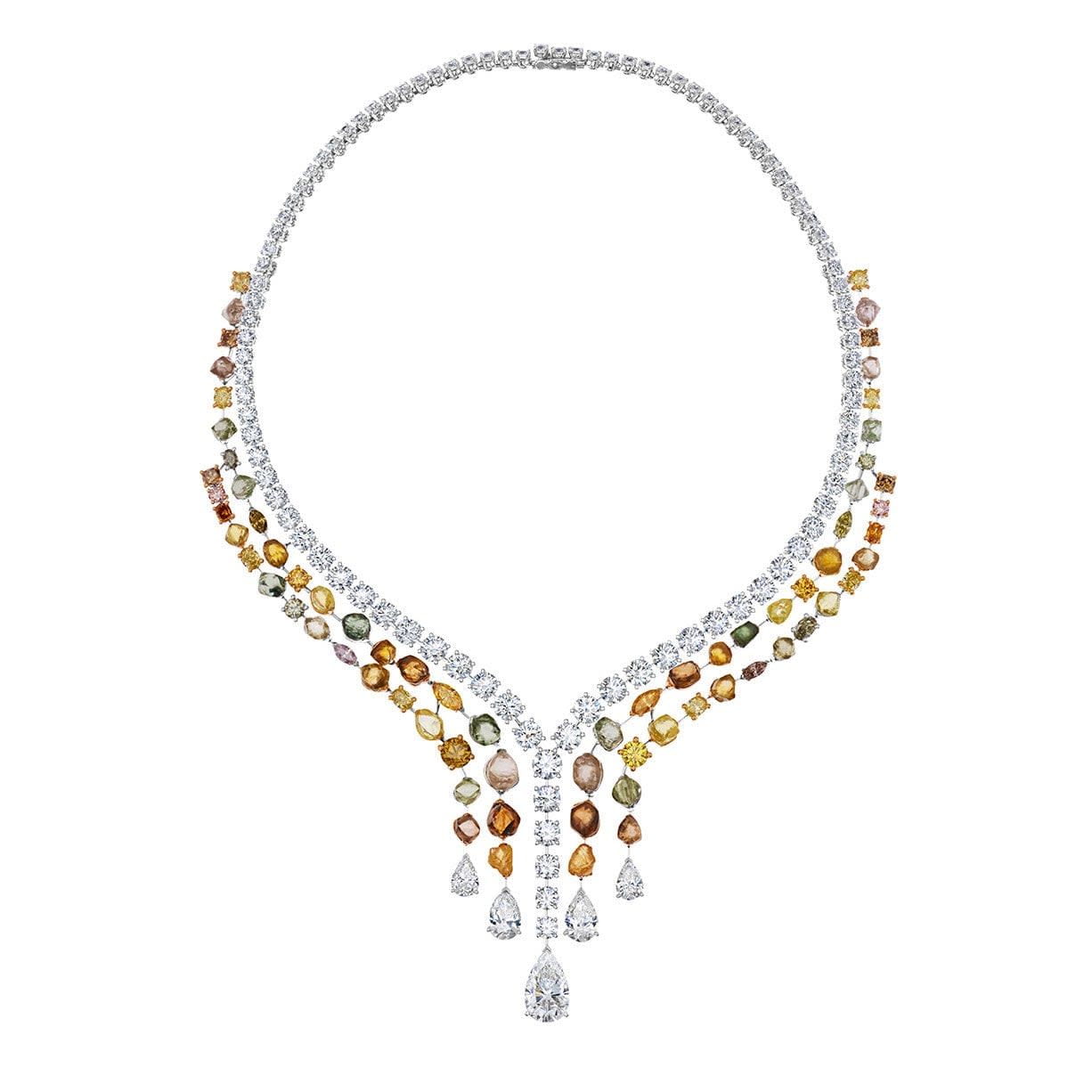 De Beers rough and polished diamond Vulcan necklace