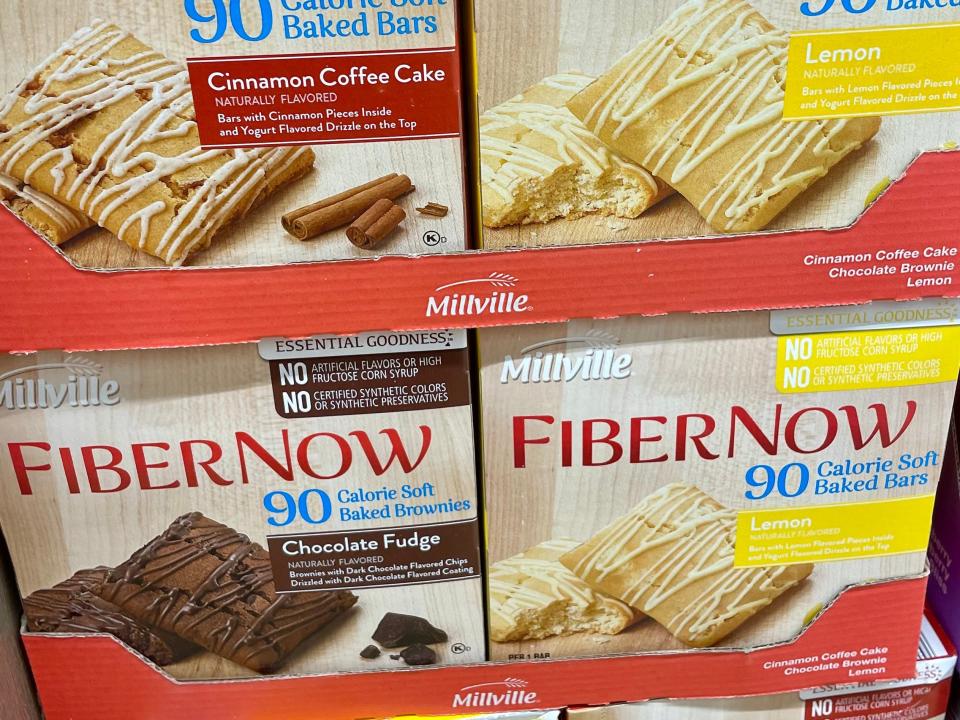 Stacked boxes of Fiber now brownies and bites at Aldi