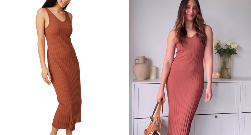 Model's wearing Big W rib knit dress