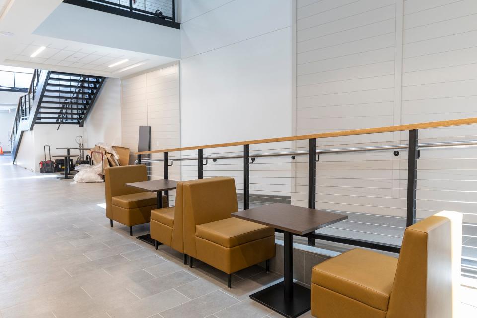 A look at the new lobby of the recently renovated Newport County YMCA.