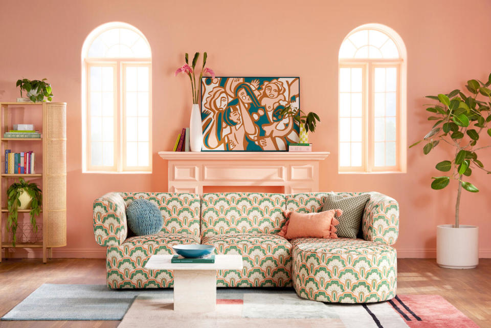The Diane modular chaise sectional in Deco Peacock by Dani Dazey for Joybird