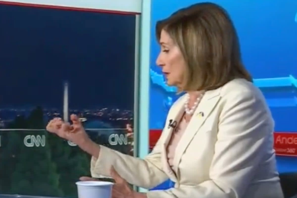 Nancy Pelosi used a graphic hand gesture to describe Kevin McCarthy’s 'incredibly shrinking speakership’ (Screenshot / X / Acyn)