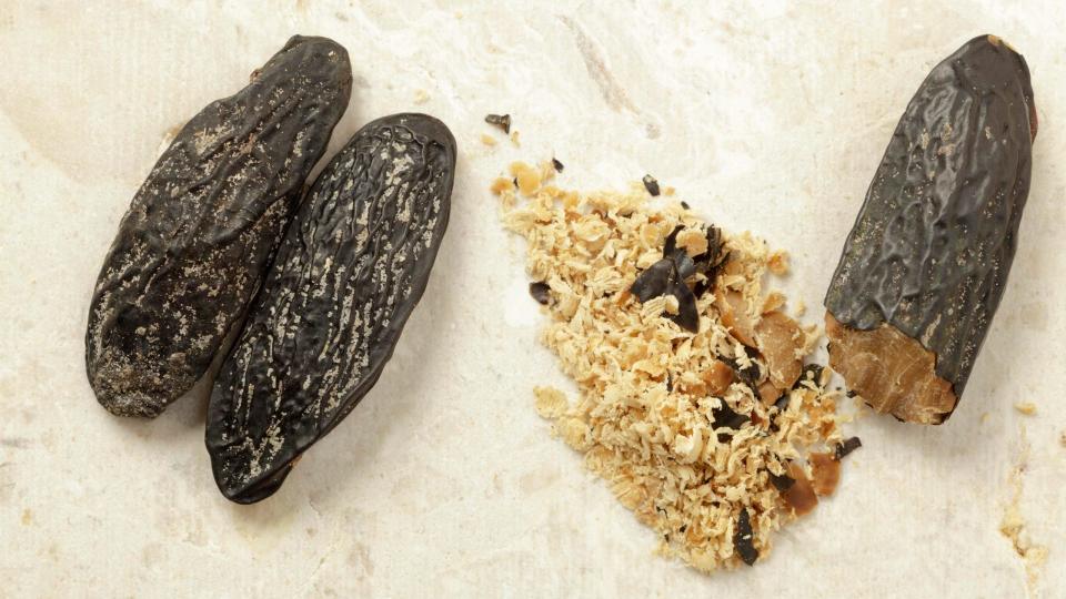 Mandatory Credit: Photo by Julie Woodhouse/imageBROKER/Shutterstock (9424087a)Tonka beans, whole and gratedVARIOUS.