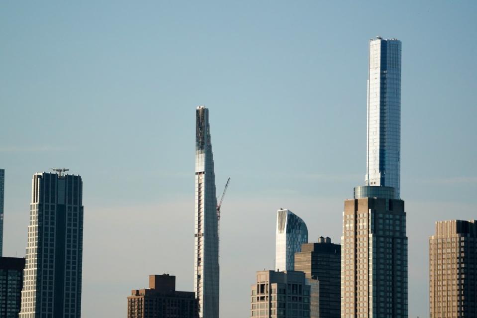 The “Billionaire’s Row” of super tall towers along the southern edge of Central Park is captured here in November 2021. The slender “pencil” tower in the middle is the Steinway Tower at 111 W. 57. Christopher Sadowski