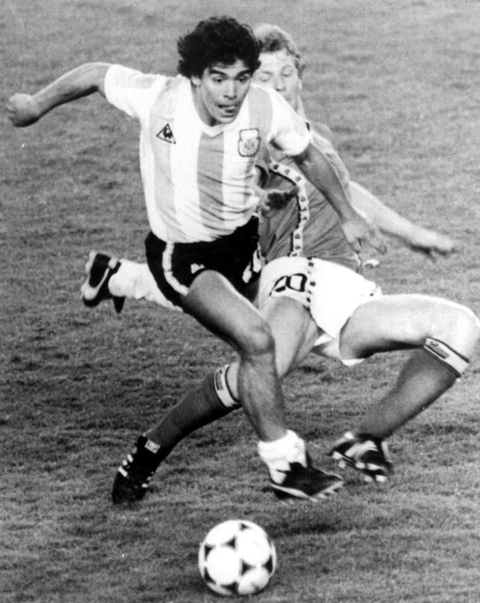 Diego Maradona (pictured at the 1982 World Cup) was, still is and will always be worshipped beyond belief in Argentina but the reality is, Lionel Messi has surpassed him as the greater footballer.   (Photo: Associated Press File Photo)