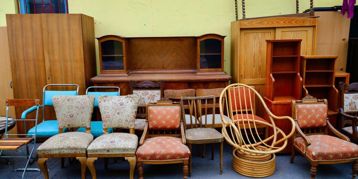 vintage furniture on the flea market