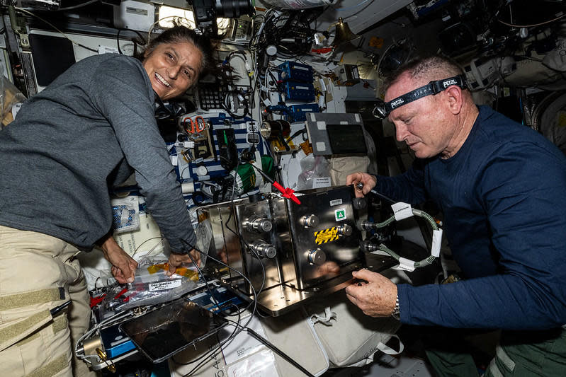 Starliner commander Butch Wilmore, right, and Suni Williams are working side by side with the International Space Station crew while NASA managers discuss when they might be cleared to return to Earth. / Credit: NASA