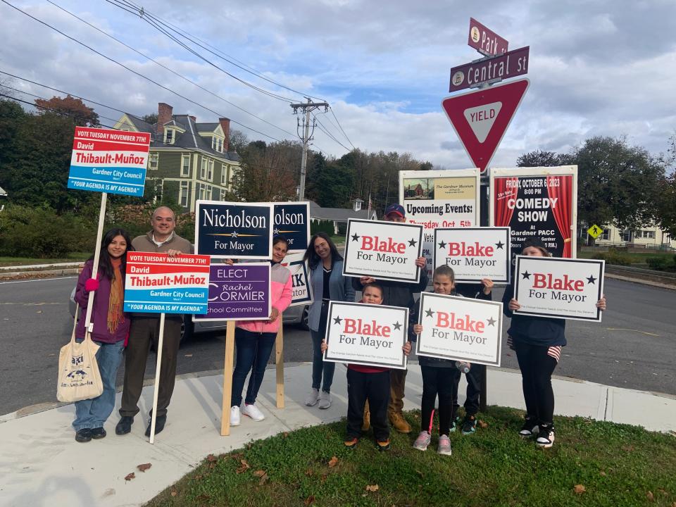 Supporters out for their candidates during the Oct. 10 preliminary election in Gardner.